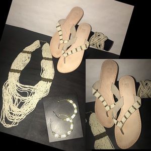 Bundle Bead Necklace, Bracelet, Earrings, Sandals